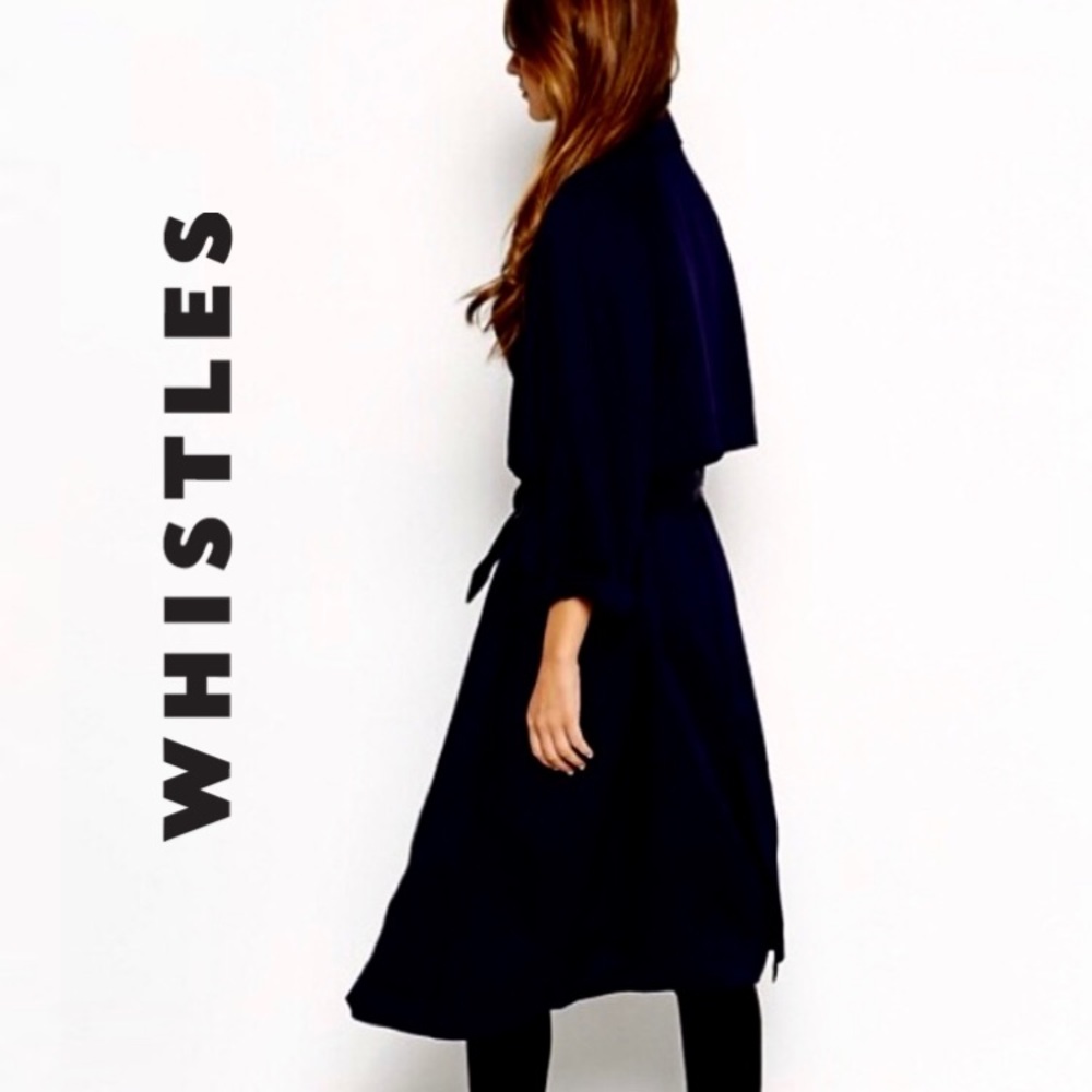 Whistles | Belted Black Trench Coat | Large